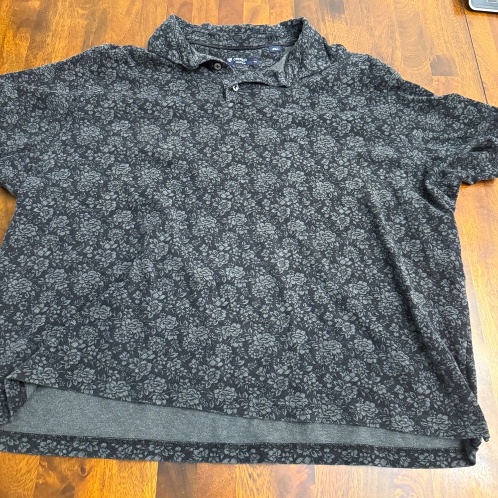 Cremieux Collection Mens‎ XXL Polo Shirt Charcoal Grey Floral Short Sleeve - Picture 2 of 9